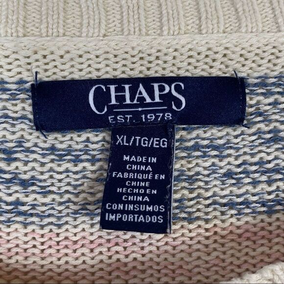 Chaps Pink & Blue Striped Henley Sweater - Picture 7 of 8